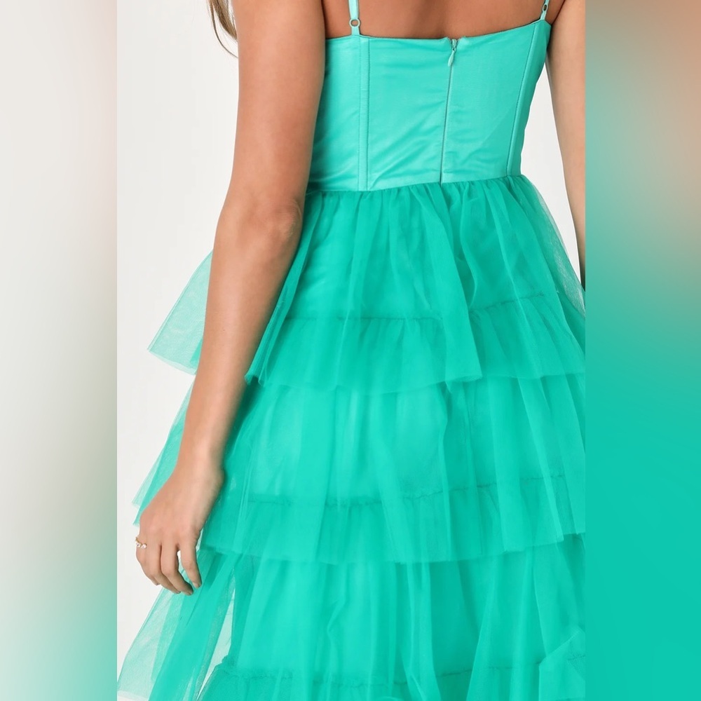 Elegant Teal Tiered Maxi Dress - Picture 5 of 8